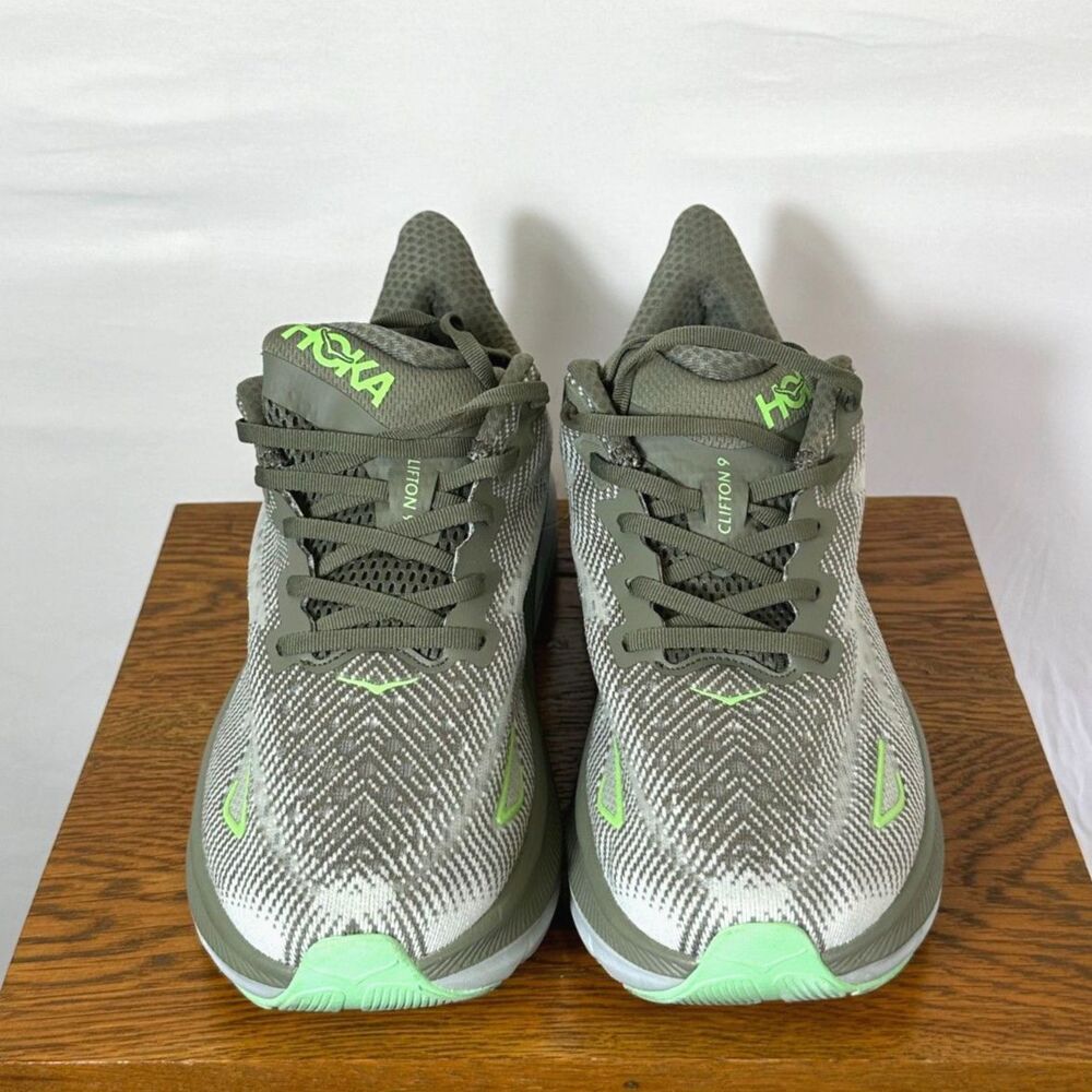 Hoka One Clifton 9 Men's Athletic Shoes Olive Haze/Mercury Colorway Size 10D